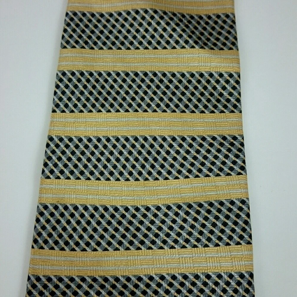 Club Room Gold Gray Black Geometric Silk Tie